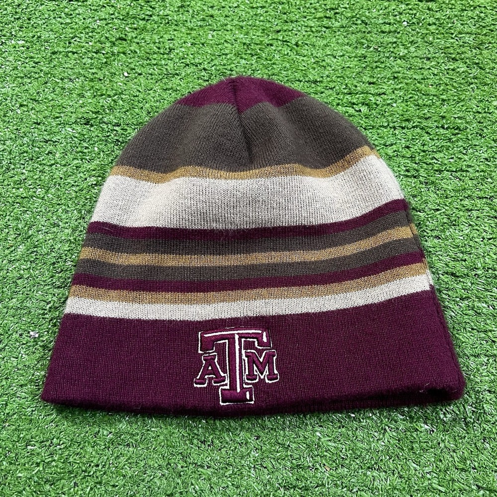 Vintage Texas A&M Beanie 90s Aggie Football Striped 70s Retro Winter Hat‎